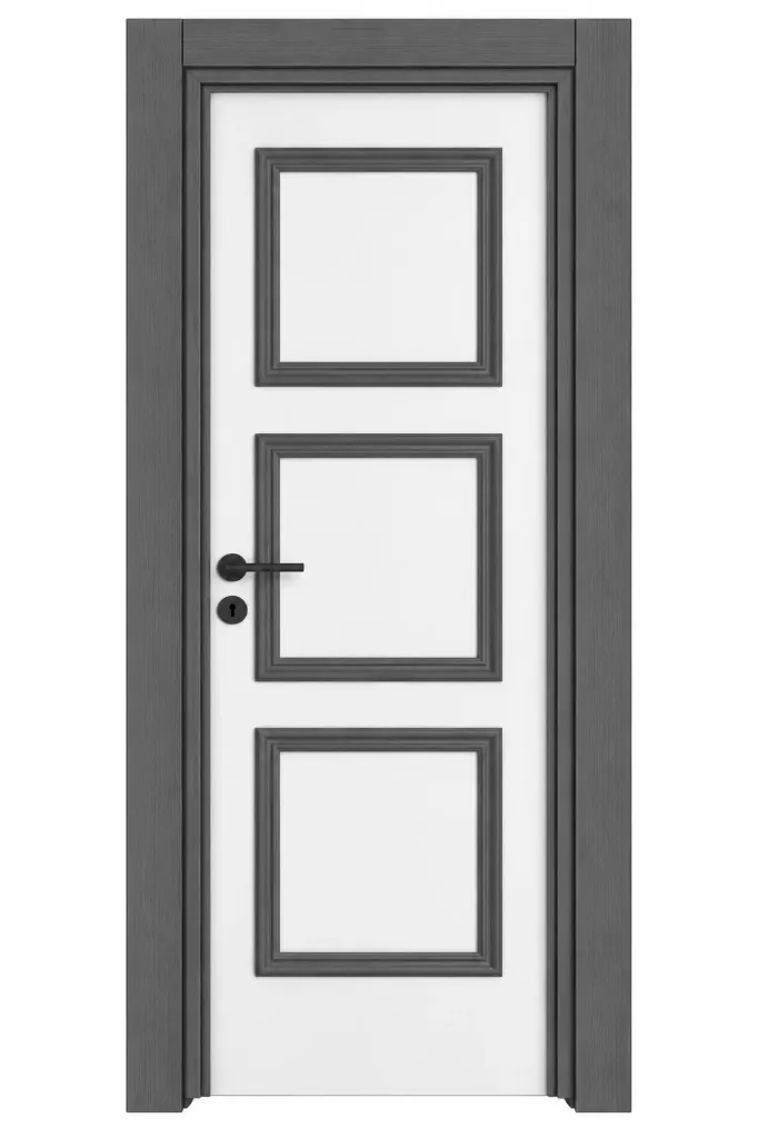 [MODEL P-03 (MICROLAMINATE WITH STICK)] P-03 White and Anthracite Microlaminate Interior Door with Three Panel Design (10cm)
