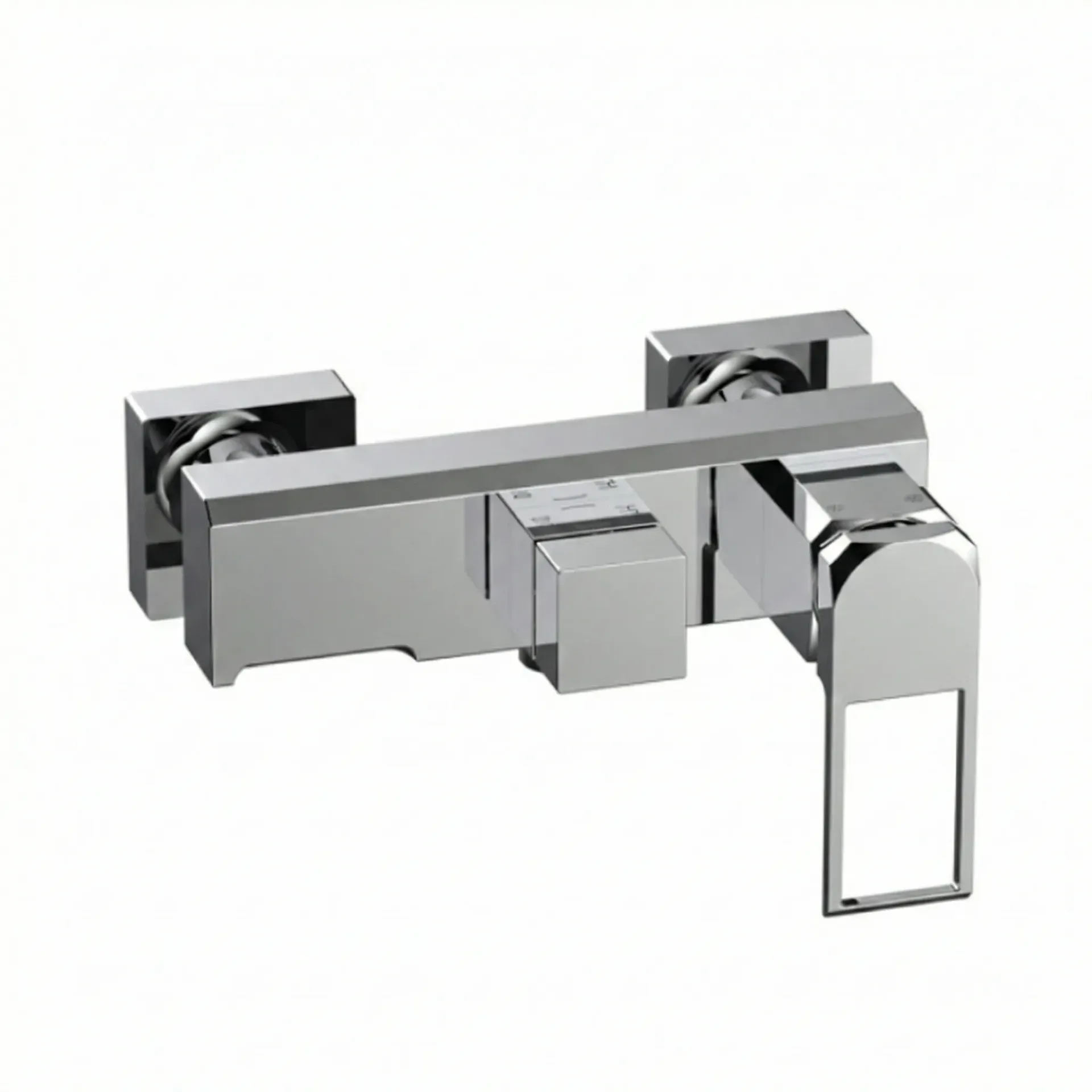[MBB190-BN] Robinet de salle de bain mural Quadro aspect chrome rectangulaire avec levier unique