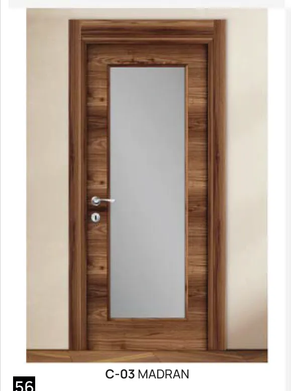 C-03 Madran Wood-Look Glazed Door with Vertical Glass Panel (10cm)
