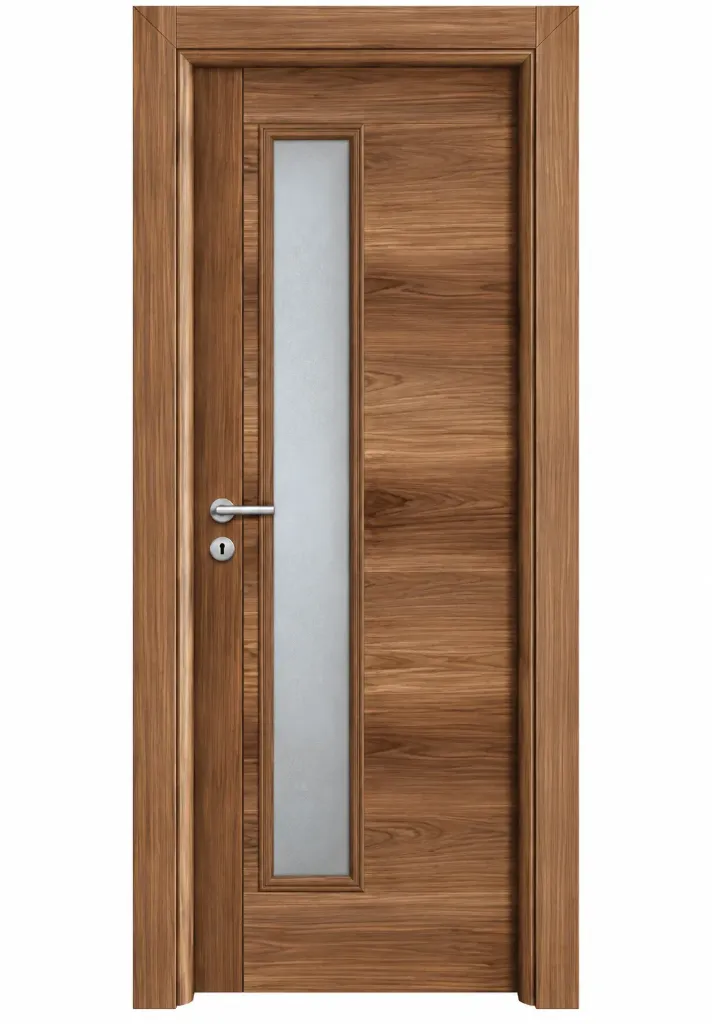 Madran C-04 Wood-Look Glazed Door with Vertical Glass Panel (10cm)