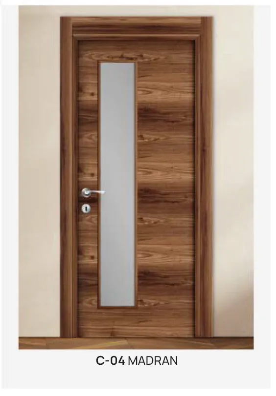 Madran C-04 Wood-Look Glazed Door with Vertical Glass Panel (10cm)
