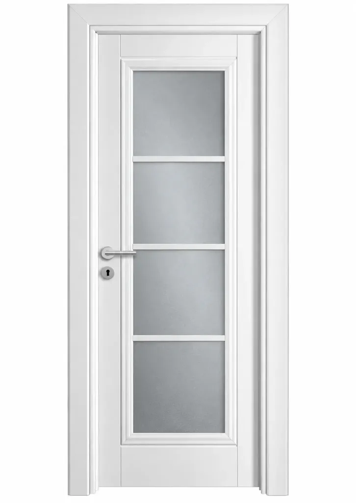Modèle C-02 Porte blanche vitrifiée avec quatre sections en verre (10 cm)