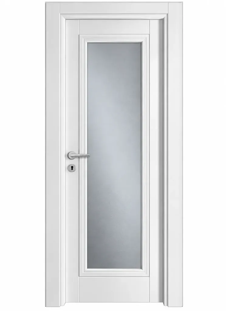 Modèle C-03 Porte Blanche Vitrée avec Panneau Central en Verre (10 cm)