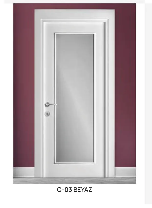 Model C-03 White Glassed Door with Central Glass Panel (10cm)