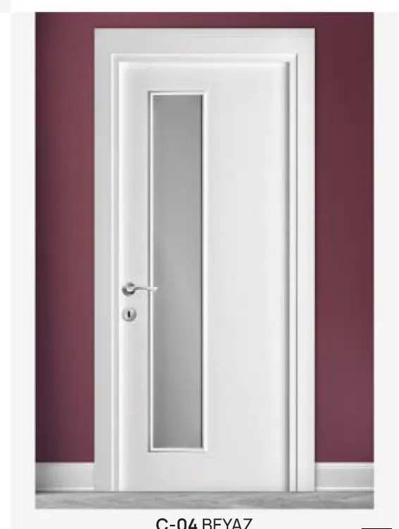 Model C-04 White Glazed Door with Narrow Vertical Glass Panel (10cm)