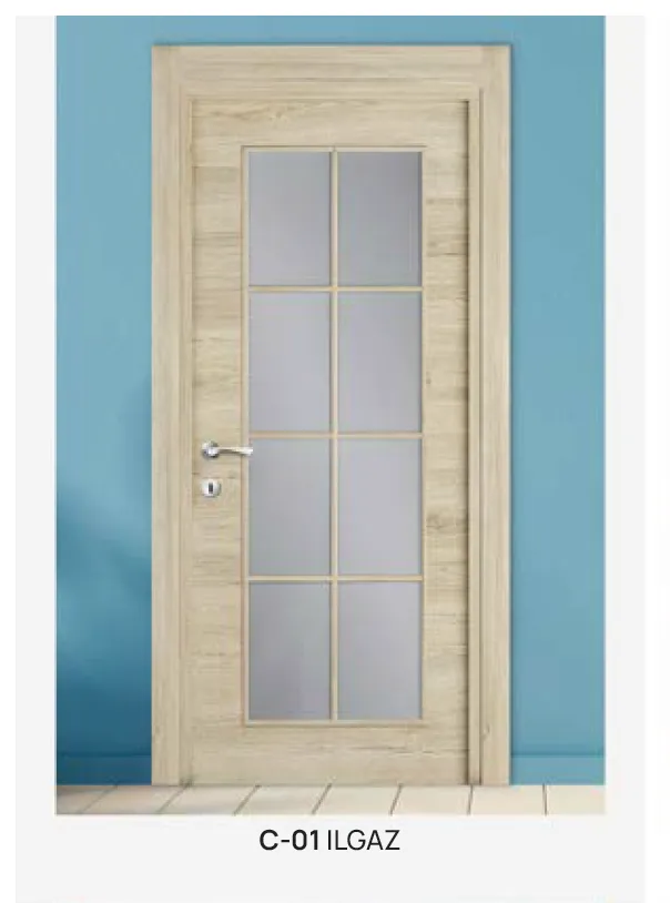 C-01 Ilgaz Light Wood-Look Glazed Door with Grid Panel (10cm)