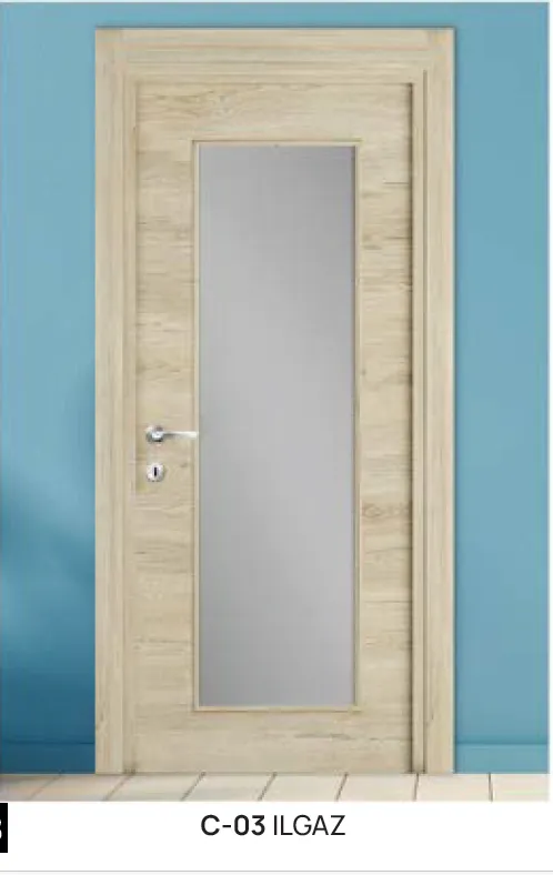C-03 Ilgaz Light Wood-Look Glazed Door with Vertical Glass Panel (10cm)