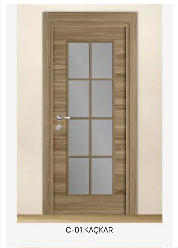 Porte vitrifiée aspect bois C-01 Kackar avec panneau vitré divisé (10 cm)
