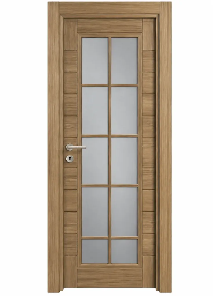Porte vitrifiée aspect bois C-01 Kackar avec panneau vitré divisé (10 cm)