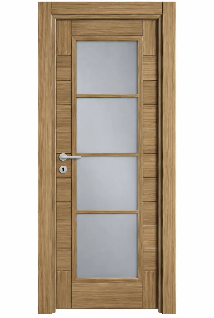 Porte vitrifiée aspect bois C-02 Kackar avec quatre panneaux en verre (10 cm)