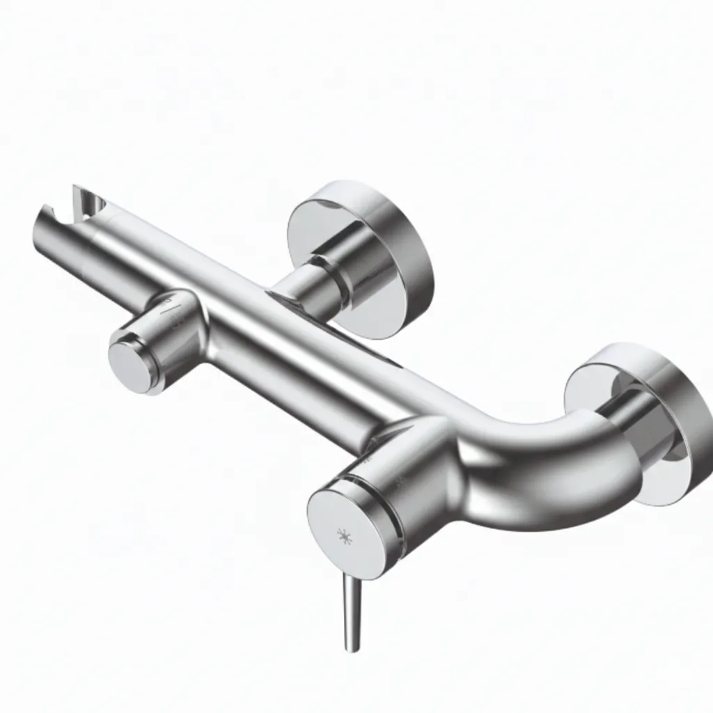 [MBB195] Robinet de salle de bain mural Aduro aspect chrome argenté avec levier à goupille