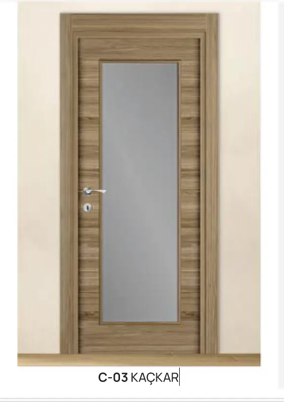 Kackar C-03 Wood-Look Glazed Door with Central Glass Panel (10cm)