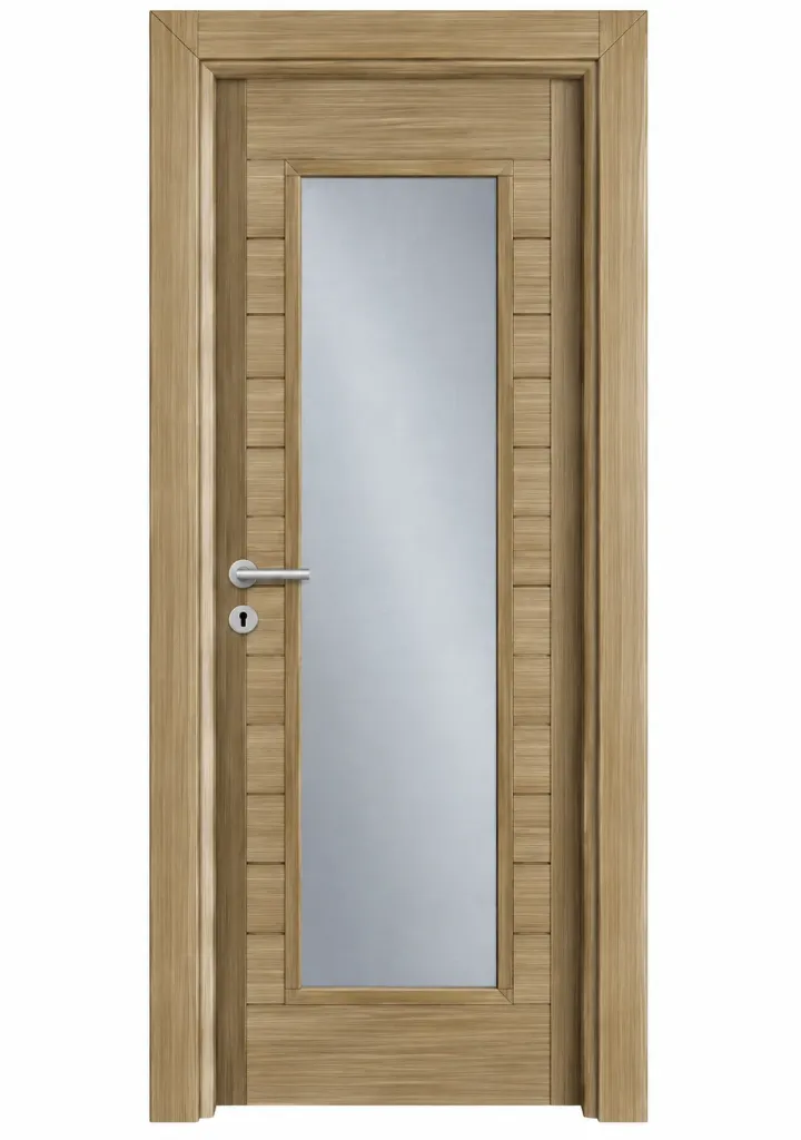 Porte vitrifiée Kackar C-03 aspect bois avec panneau central en verre (10 cm)