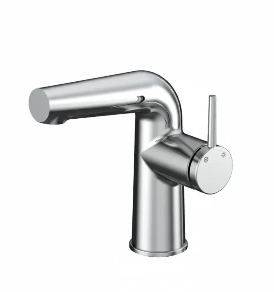 Robinet de lavabo à levier unique Aduro aspect chrome avec bec tubulaire