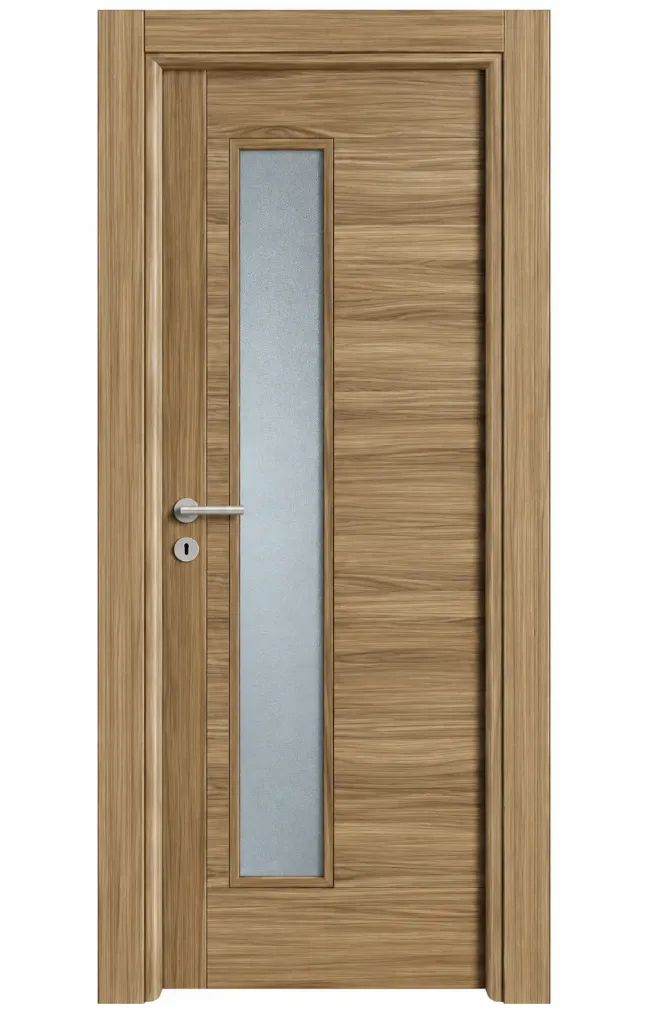 Kackar C-04 Wood-Look Glazed Door with Vertical Glass Panel (10cm)