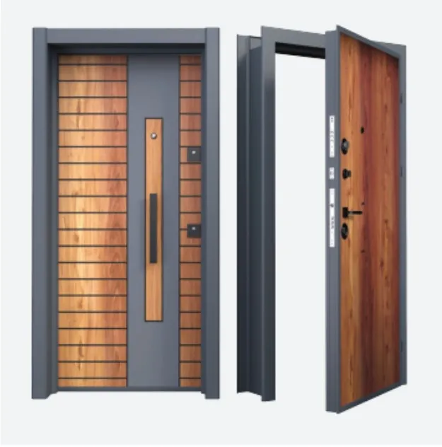 Porte extérieure Laminox BRG-1707 aspect bois avec cadre foncé