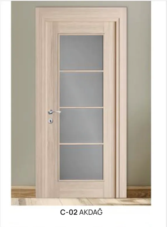 Porte vitrifiée effet bois clair C-02 Akdag avec quatre panneaux en verre (10 cm)
