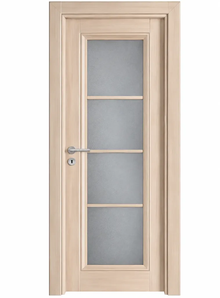 Porte vitrifiée effet bois clair C-02 Akdag avec quatre panneaux en verre (10 cm)