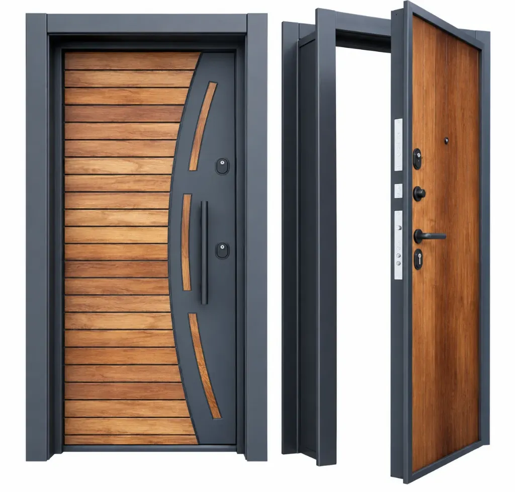 BRG-1708 Laminox Series Wood-Look and Grey Exterior Door
