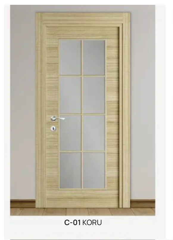 C-01 Koru Light Wood-Look Glazed Door with Divided Glass Panel (10cm)