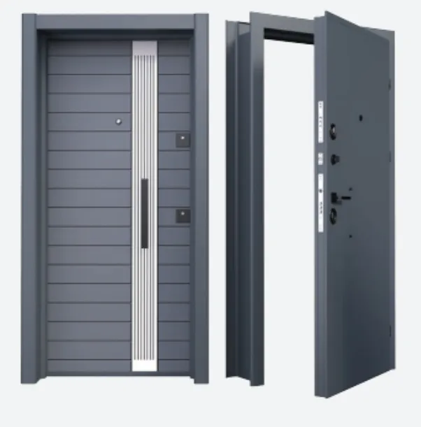BRG-1713 Laminox Gray Horizontal Panel Exterior Door with Vertical Accent