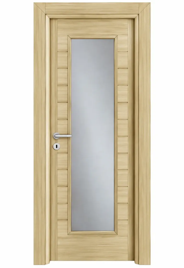 C-03 Koru Light Wood-Look Glassed Door with Vertical Glass Panel (10cm)