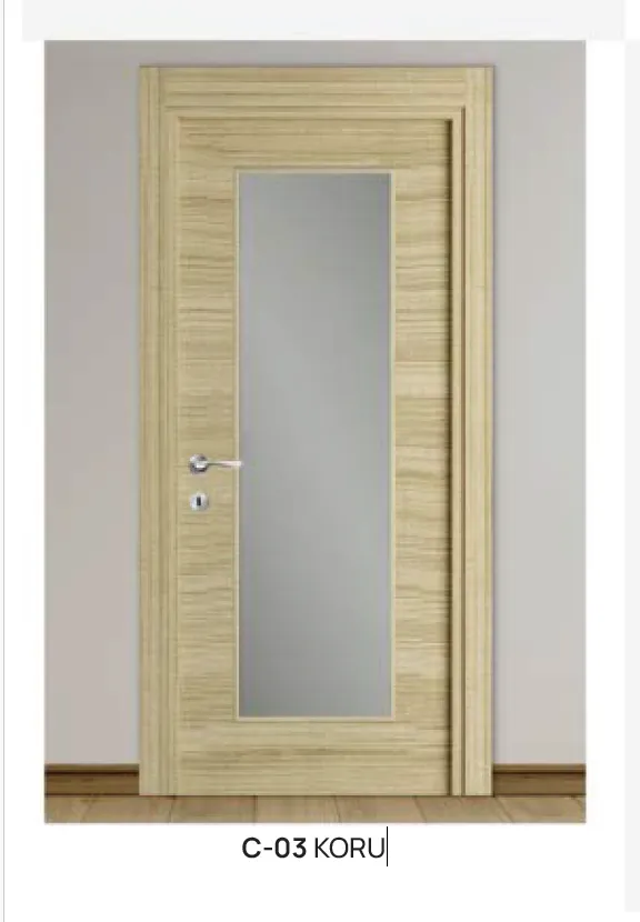 C-03 Koru Light Wood-Look Glassed Door with Vertical Glass Panel (10cm)