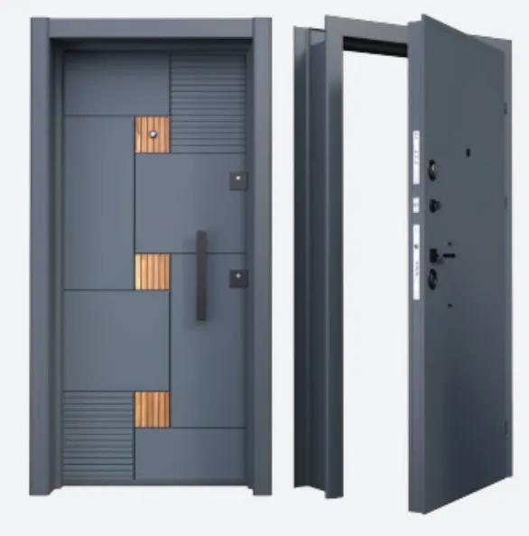 BRG-1714 Laminox Series Dark Grey Exterior Door with Wood-Look Accents