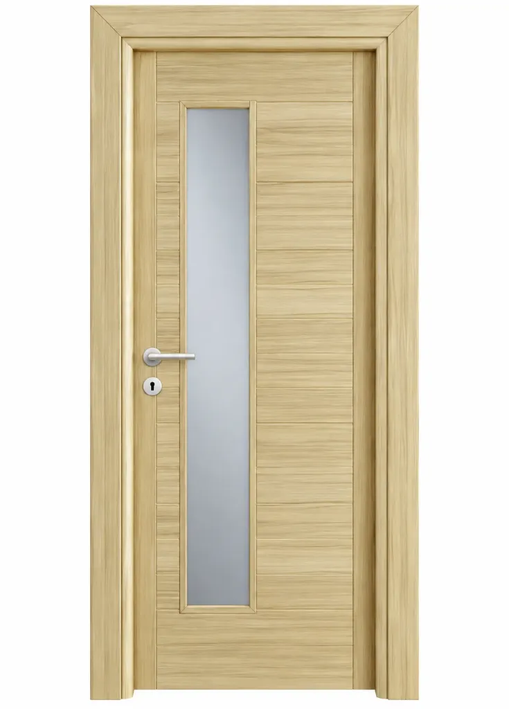 C-04 Koru Light Wood-Look Glazed Door with Vertical Glass Panel (10cm)