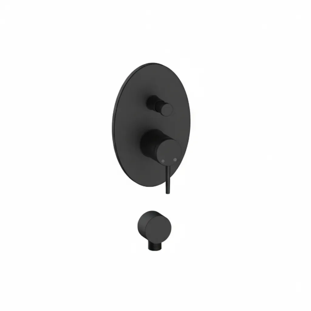 [MKB195-S] Aduro Black Concealed Wall-Mounted Cabin Faucet Armature with Oval Plate