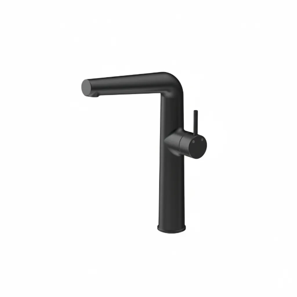 [MLE195-S] Aduro Black L-Shaped Over-Table Basin Faucet with Side Pin Lever
