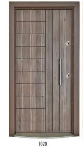 Porte extérieure aspect bois avec poignée verticale