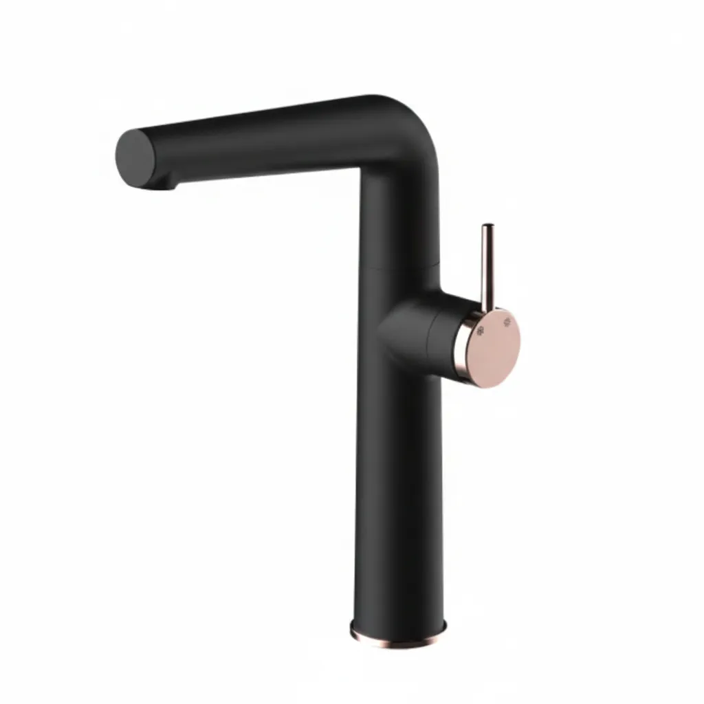 [MLE195-S-R] Aduro Black L-Shaped Over-Table Basin Faucet with Single Pin Lever