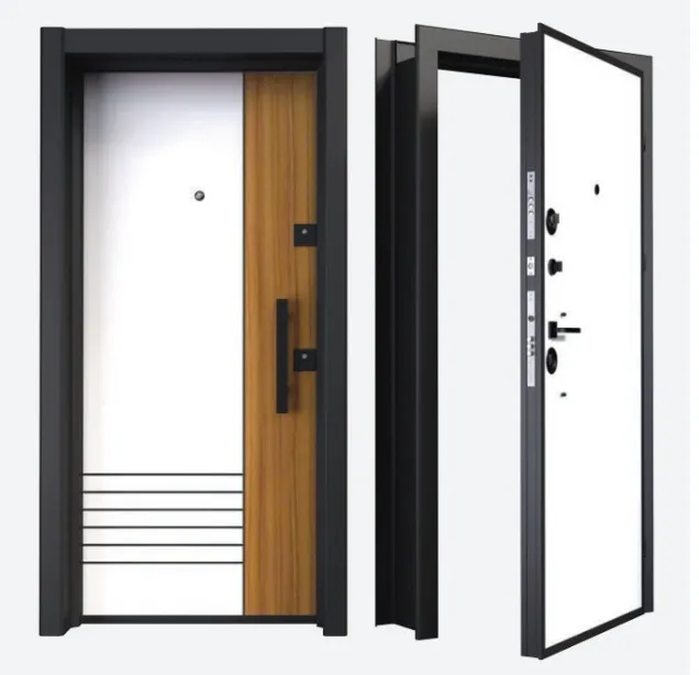 BRG-1718 Laminox Exterior Door with White Panel and Wood-Effect Accent