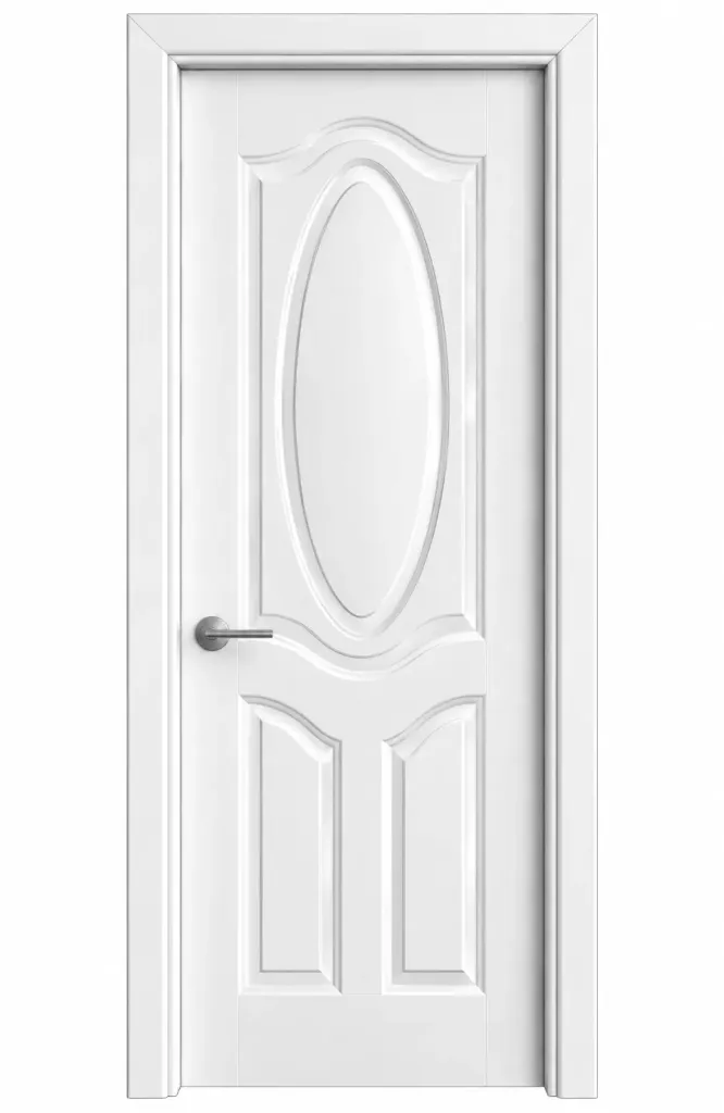 [MODEL A-06 (AMERICAN)] A-06 White Standard Dimension American-Style Interior Door with Oval Raised Panel (10cm)
