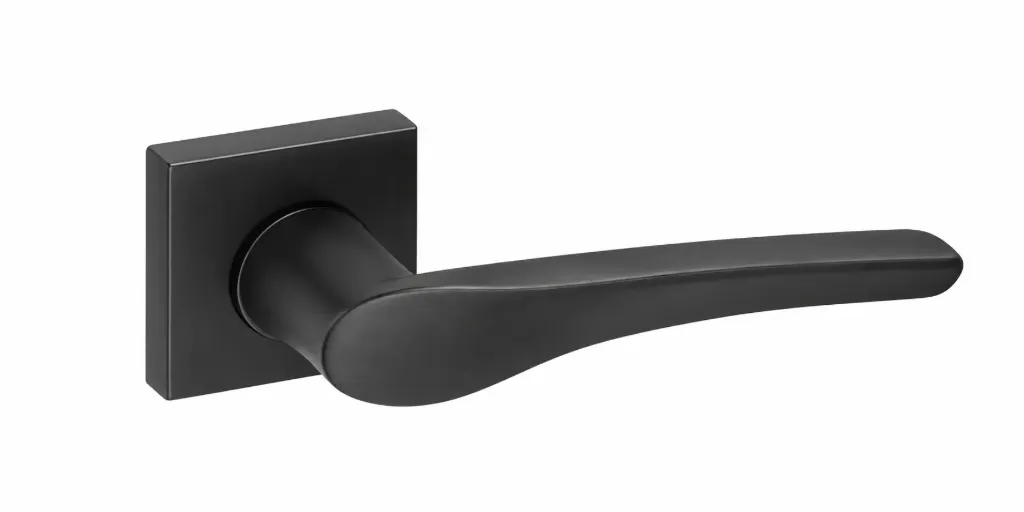 Poignée de porte intérieure Moda argent avec plaque carrée