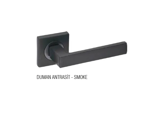 Lama Black Square Rose Lever Door Handle (Smoke)