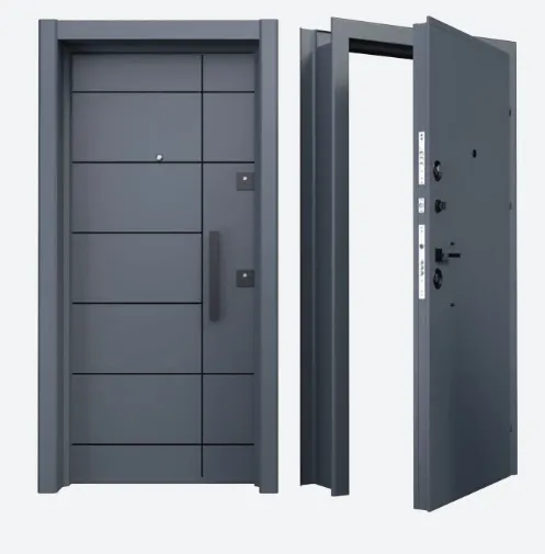 Porte extérieure Laminox Série BRG-1722 Gris avec rainures de panneau et poignée