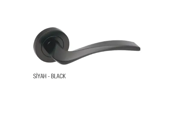 Trend Chrome Curved Lever Door Handle with Round Rosette (Black)