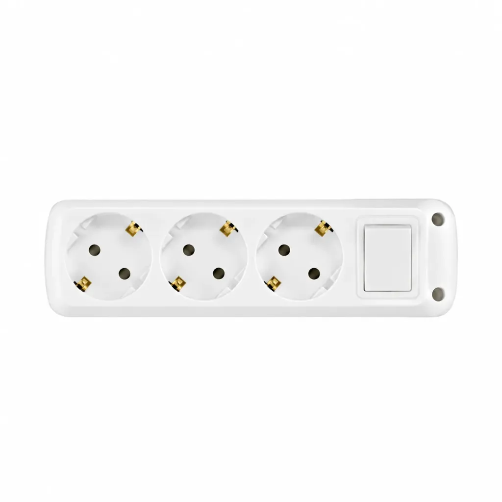 White 3 Gang Earthed Socket with Rectangular Switch Module