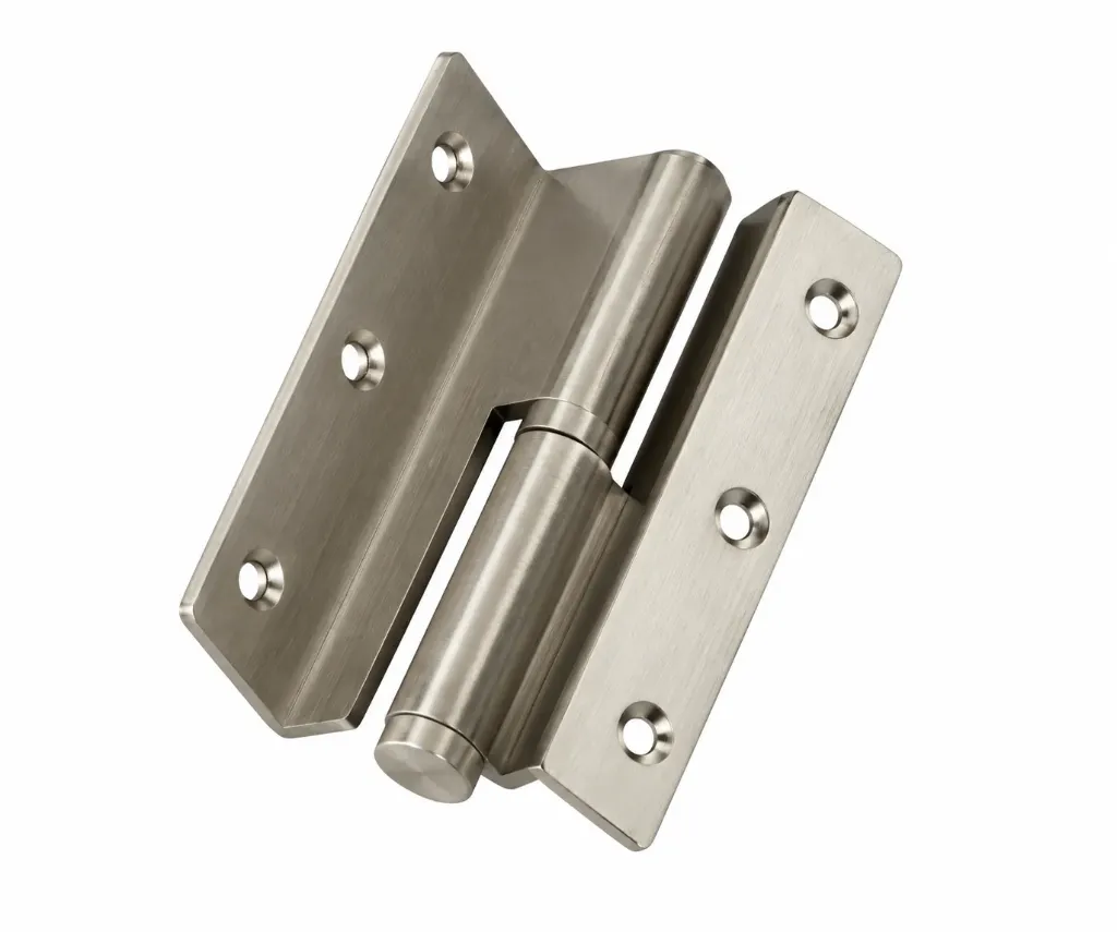 Silver-Tone L-Type Door Hinge with Steel Ring