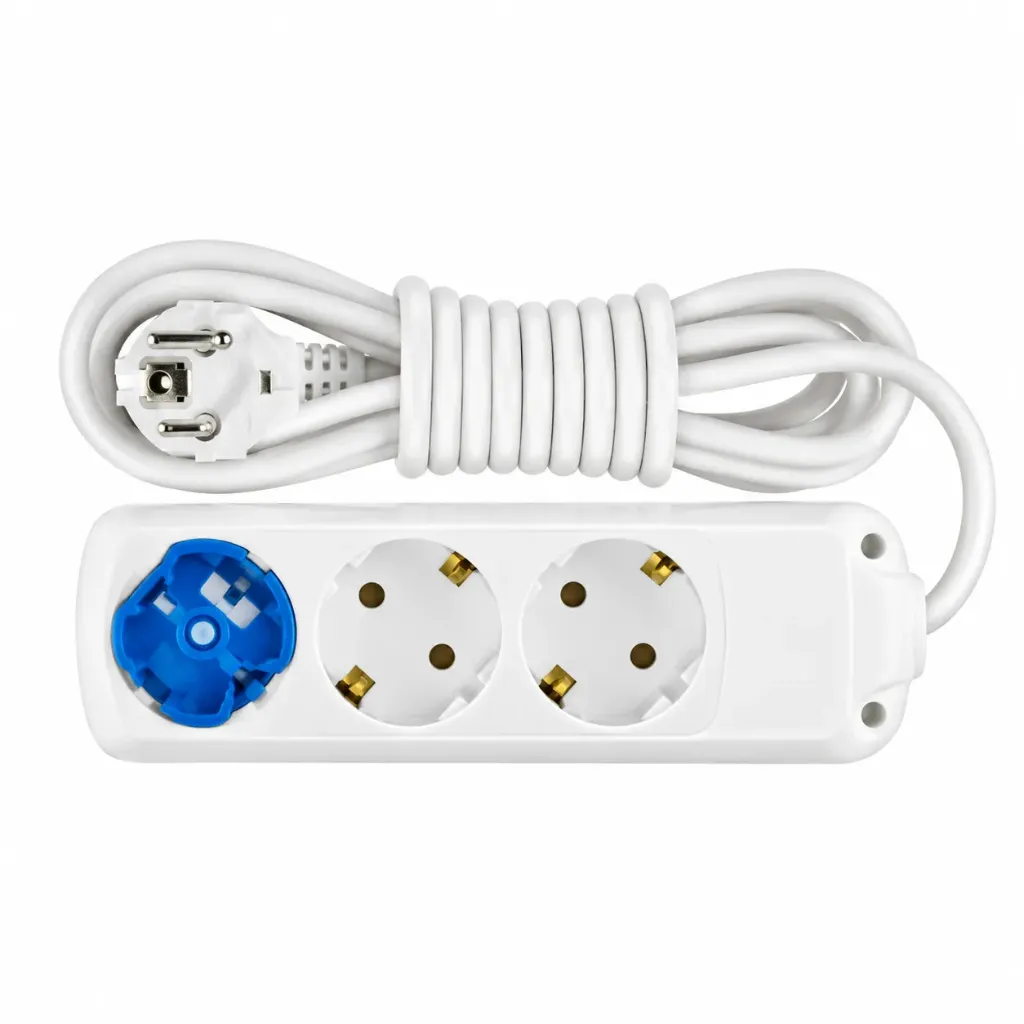 [9230102] Multiprise blanche 3 postes avec terre et câble de 2 m
