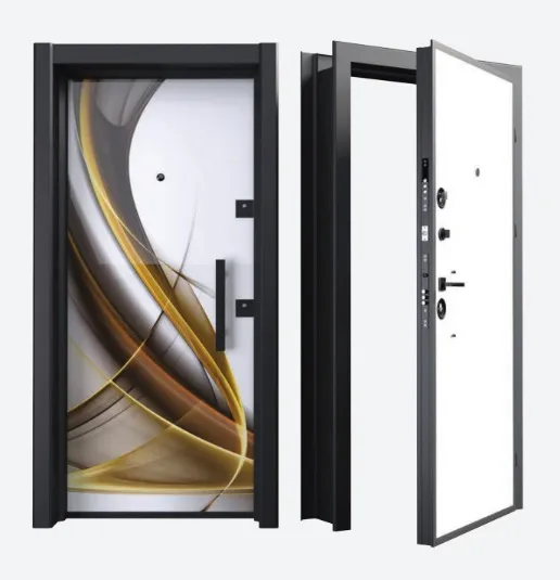 Porte extérieure panneau abstrait série Ultram BRG-1803 avec cadre foncé
