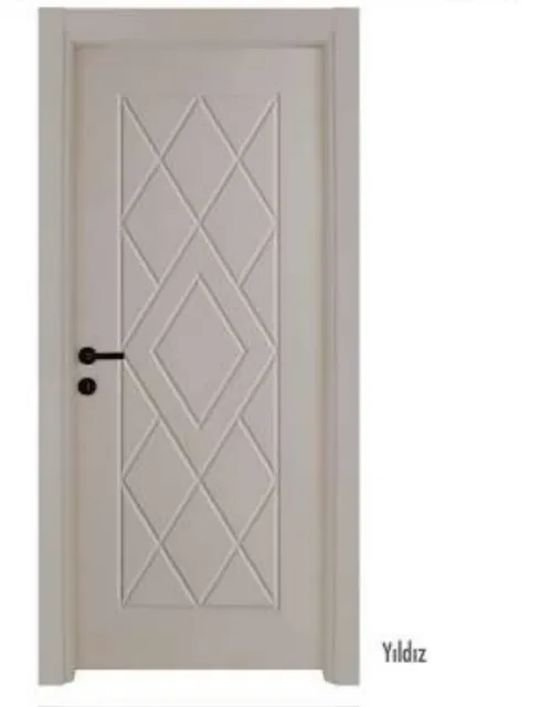 Porte intérieure en PVC Yıldız beige clair à panneaux géométriques (10 cm)