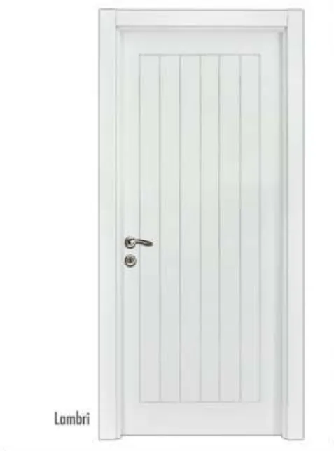 Lambri White PVC Interior Door with Vertical Panel Design (10cm)