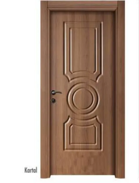 Porte intérieure en PVC Kartal aspect bois brun à panneaux surélevés avec motif circulaire (209x86, 10 cm)