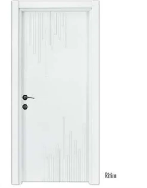 Ritim White PVC Standard Dimension Interior Door with Vertical Line Pattern (209x86, 10cm)