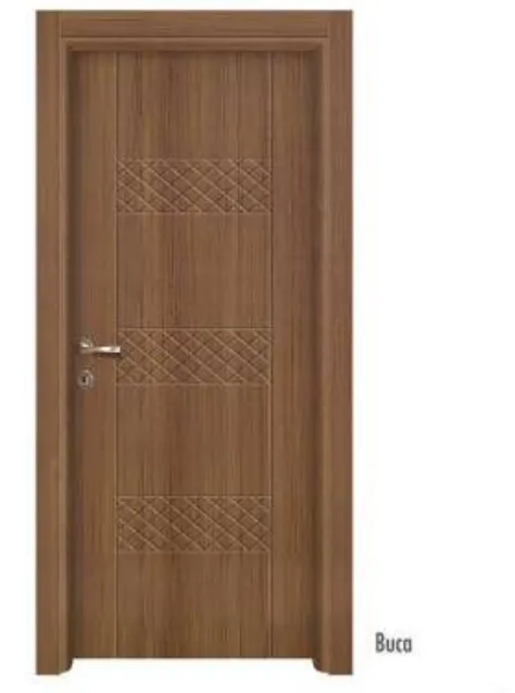 Buca Brown Wood-Look PVC Interior Door with Crosshatched Panels (10cm)