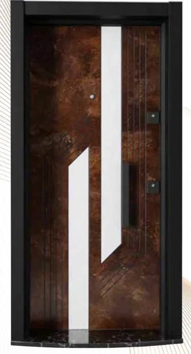 Porte extérieure géométrique Laminox série brun foncé