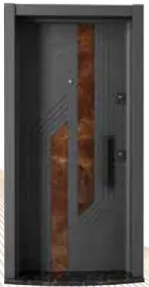 Laminox Series Dark Grey Exterior Door with Vertical Wood-Look Strip